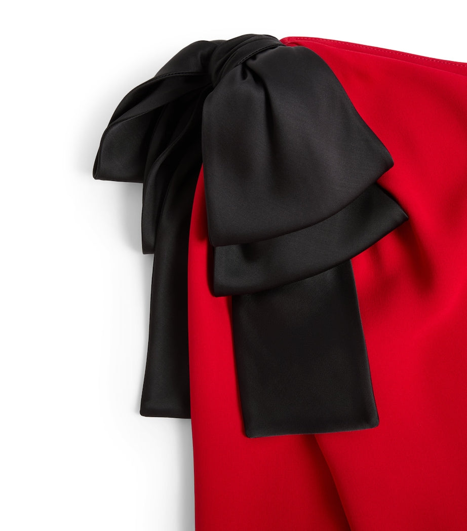 Valentino Red Silk One-Shoulder Gown