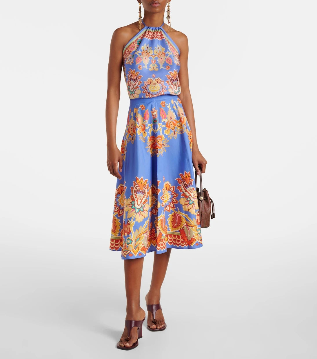 Etro - Printed cotton midi skirt