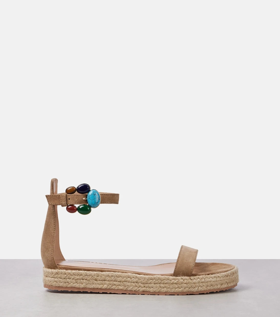 Gianvito Rossi - Embellished suede espadrille sandals