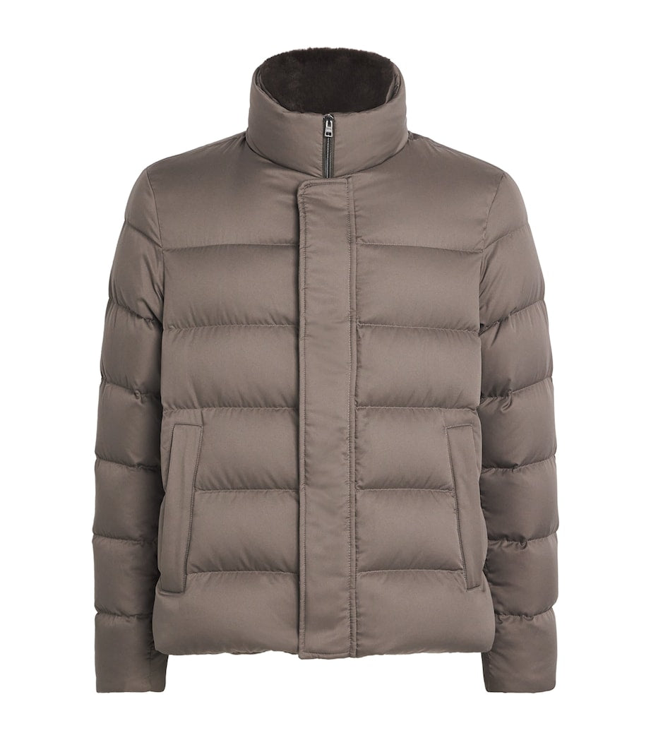 Brown Down Bomber Jacket