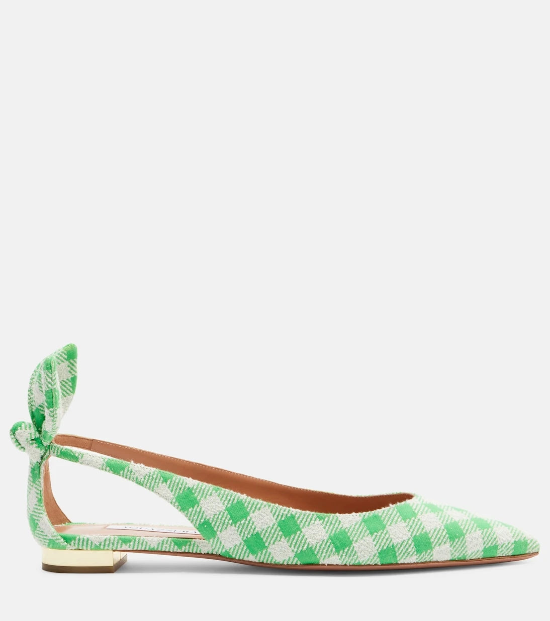 Aquazzura - Bow Tie bow-detail checked ballet flats