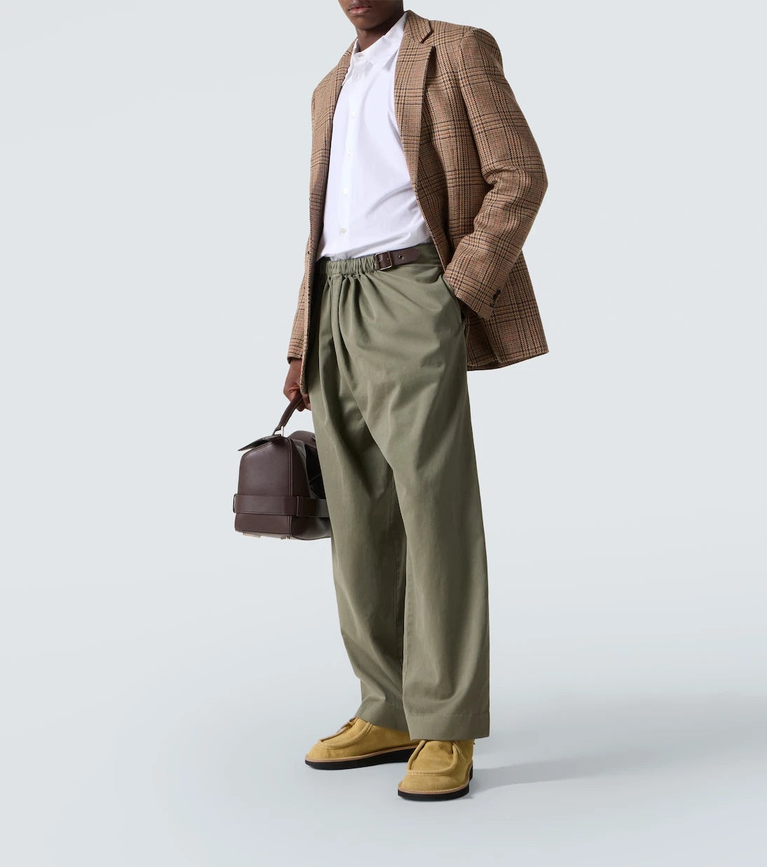 Loewe - Belted cotton satin straight pants