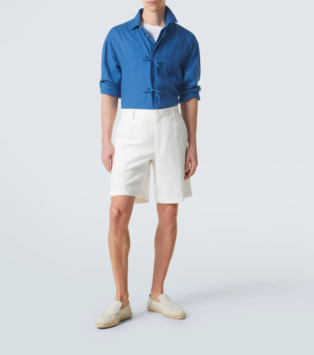 Kiton - Bow-detail linen shirt