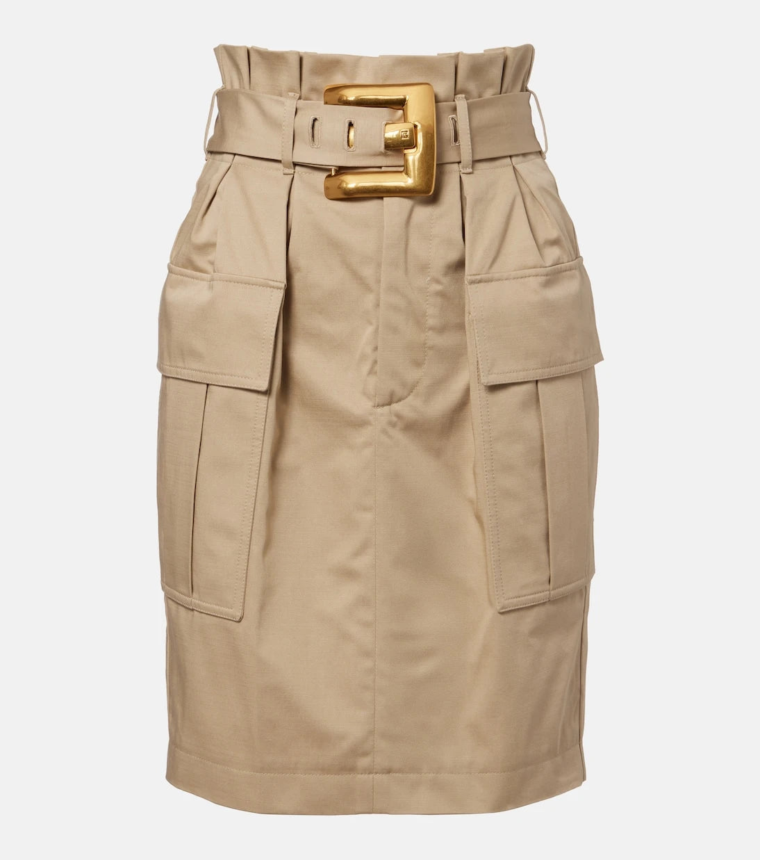 Balmain - Belted cotton gabardine miniskirt