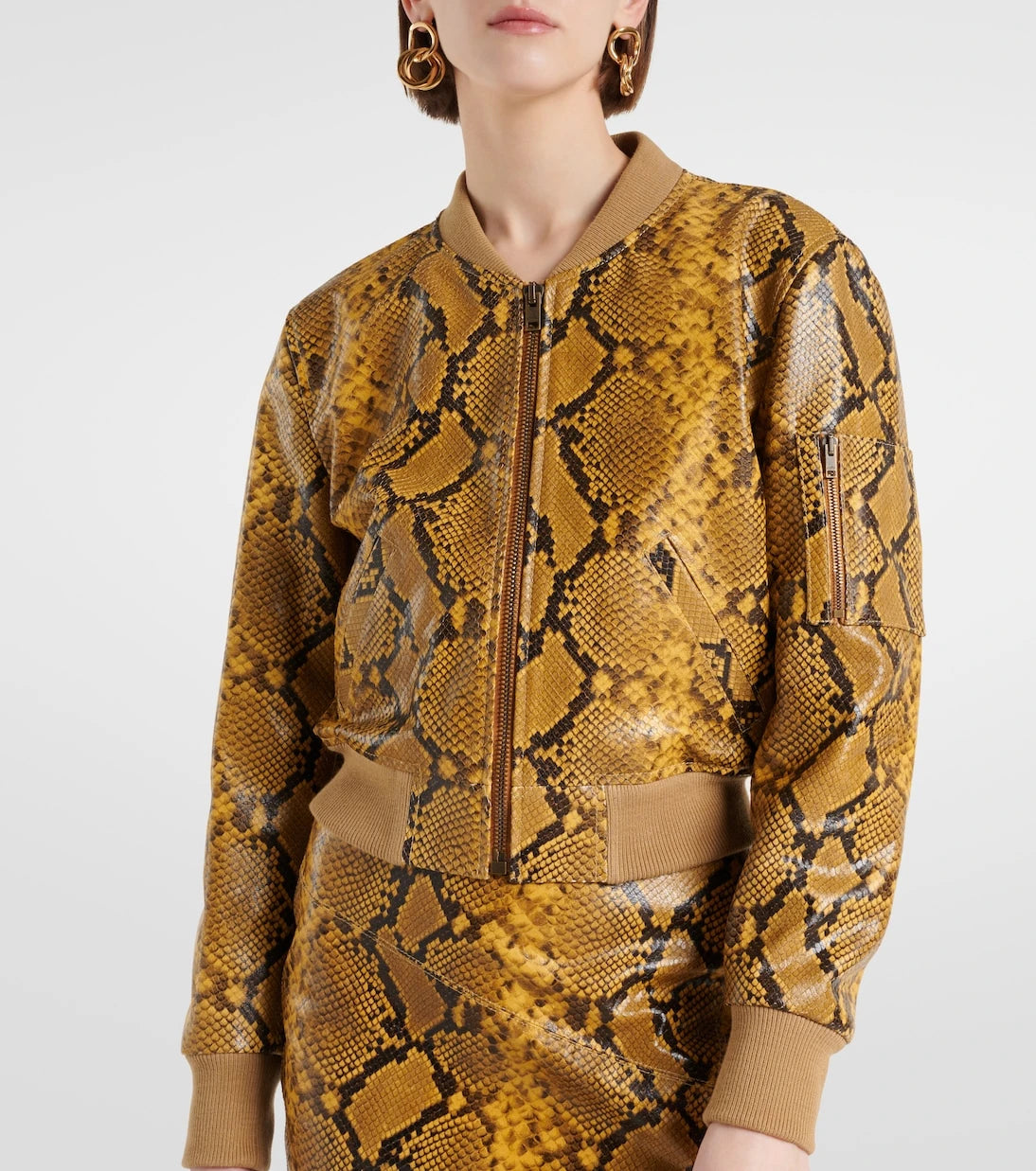 Isabel Marant - Cerem snake-effect leather bomber jacket