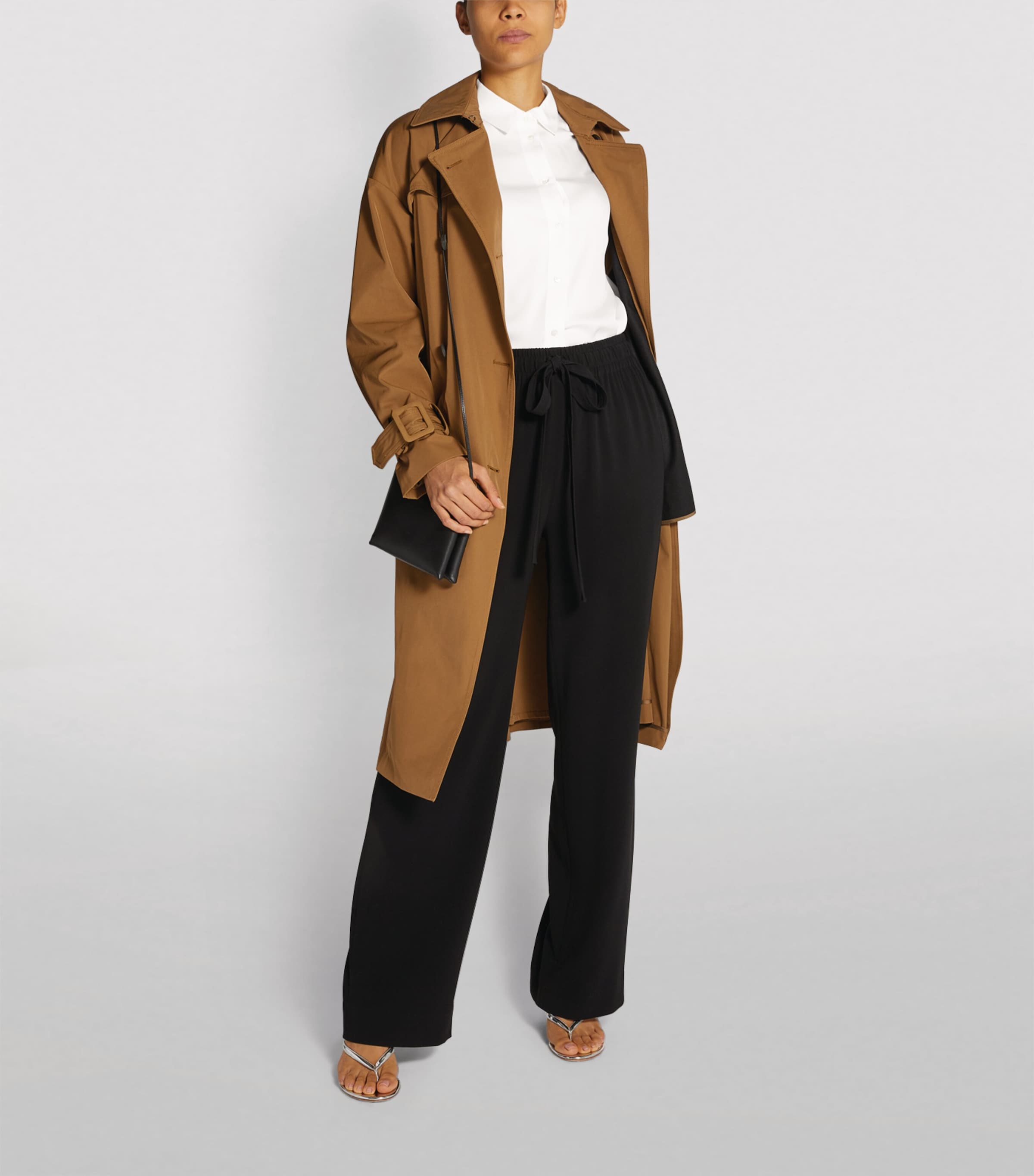 White Silk-Blend Slim-Fit Blouse