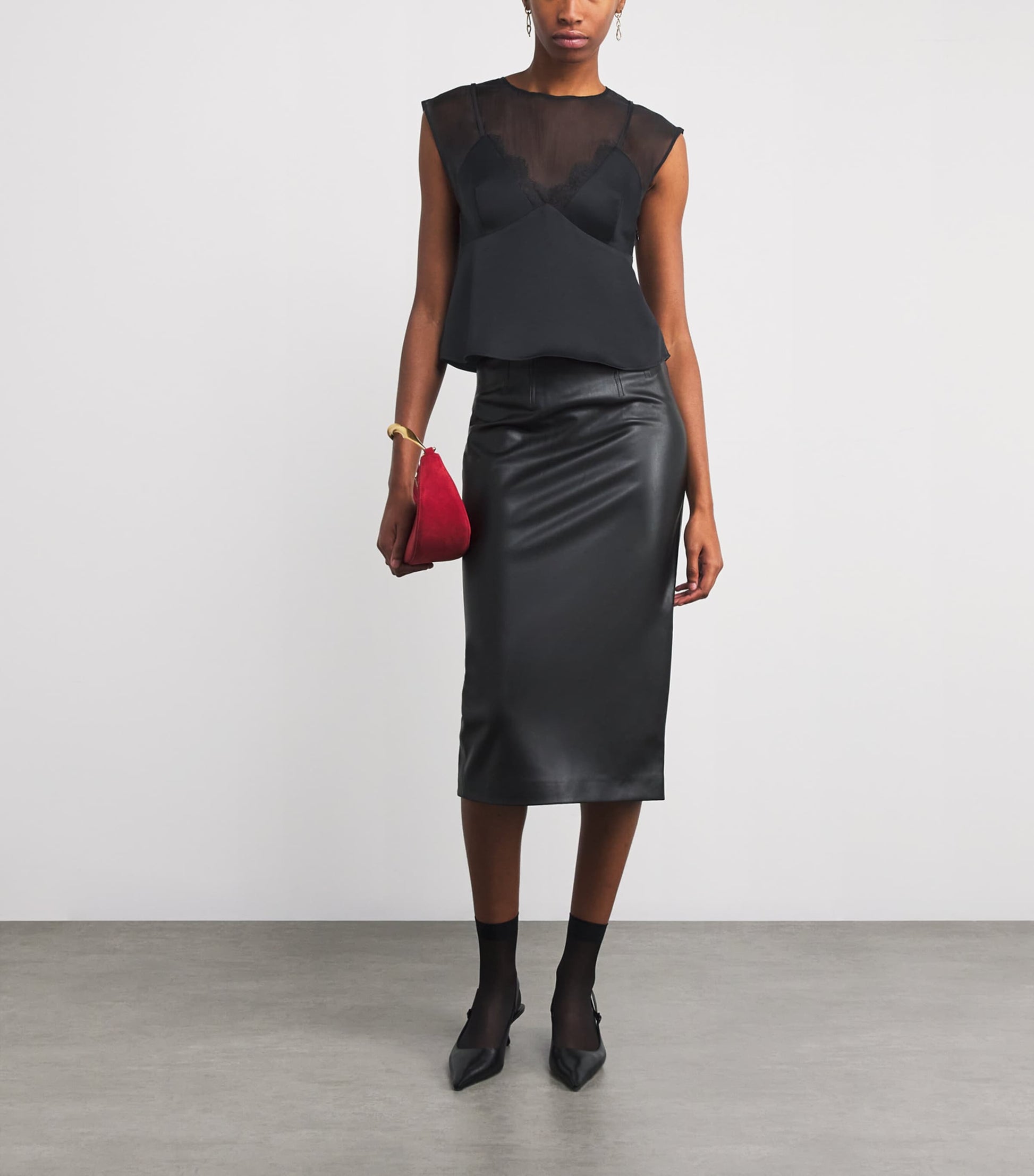 Black Satin Lace Top