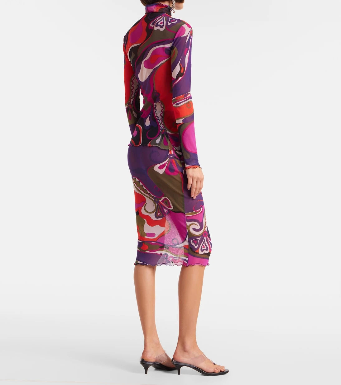 Pucci - Orchidee mesh pencil skirt