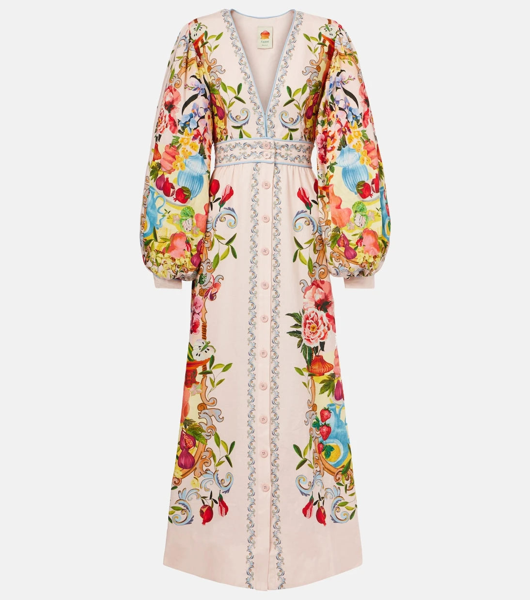 Farm Rio - Floral linen-blend maxi dress