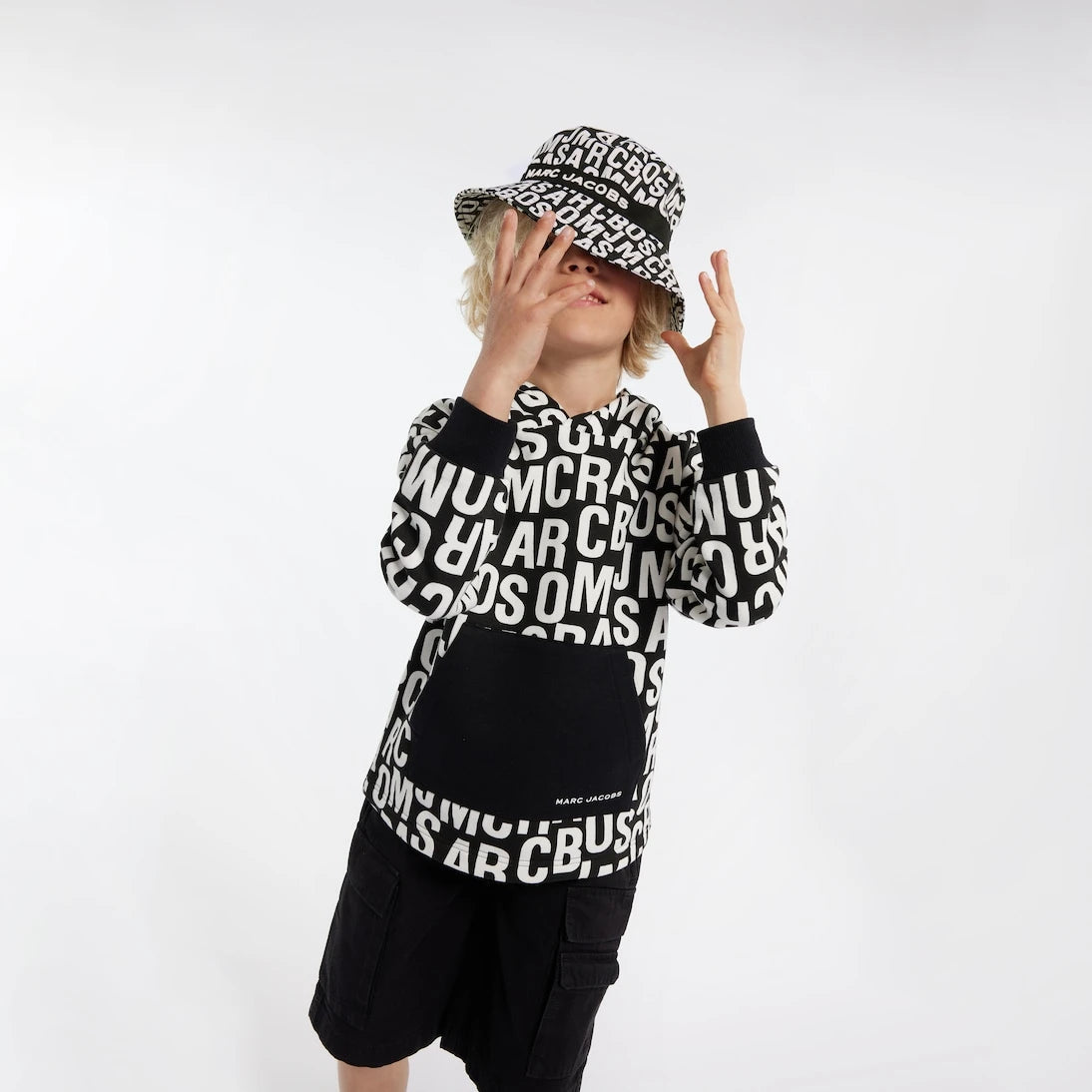 Marc Jacobs Kids - هودي شعار من نسيج قطني مخلوط