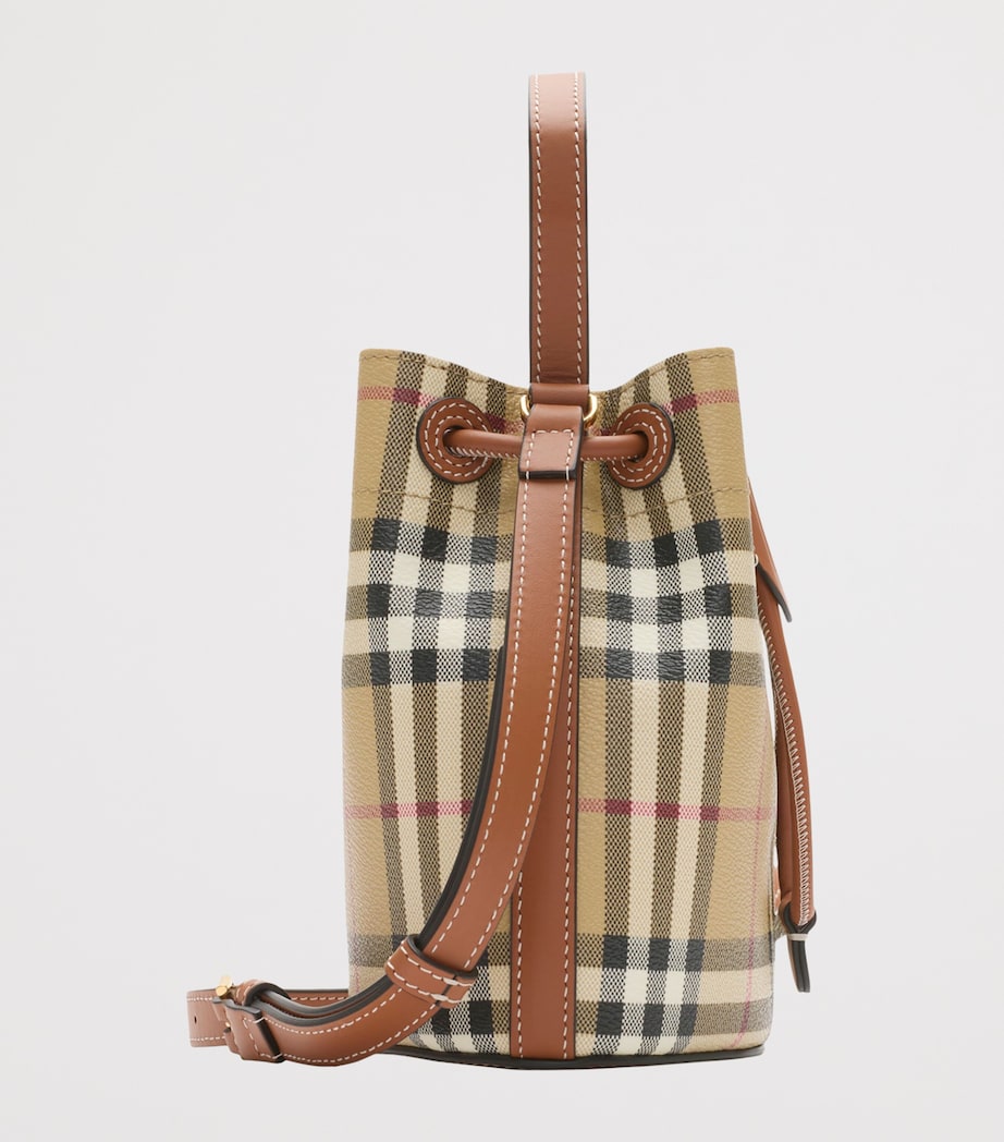 Brown Mini Check Bucket Bag