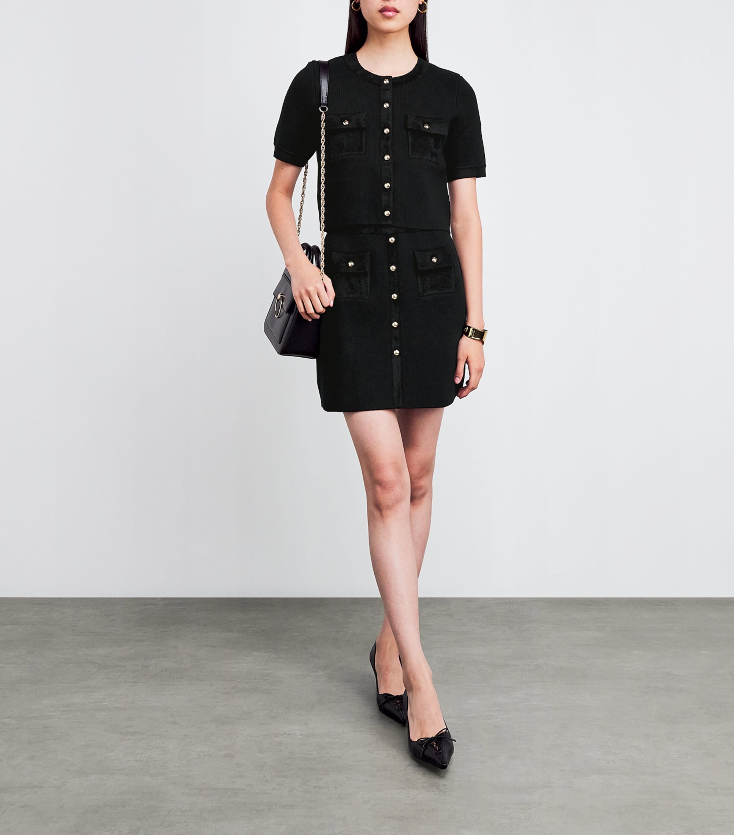Claudie Pierlot Black Knitted Short-Sleeve Top