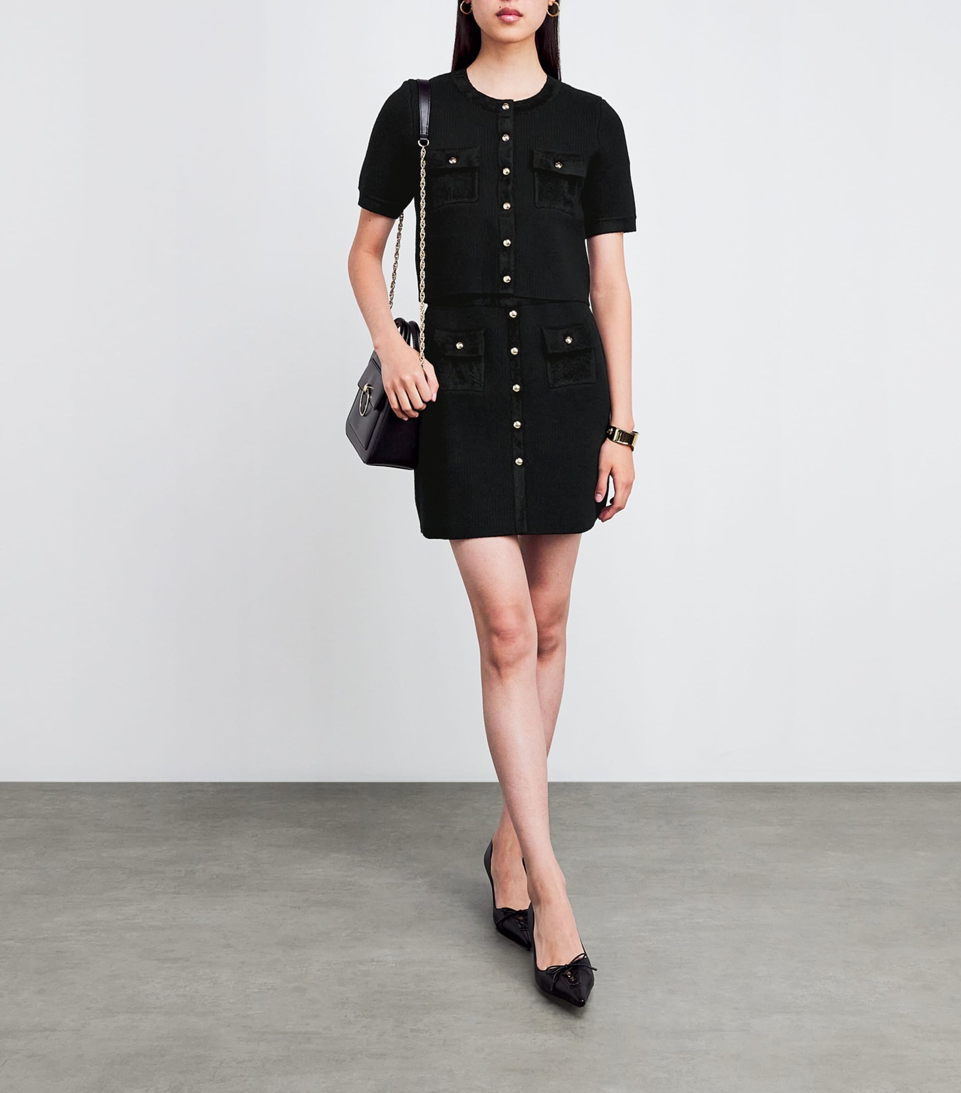 Claudie Pierlot Black Knitted Short-Sleeve Top