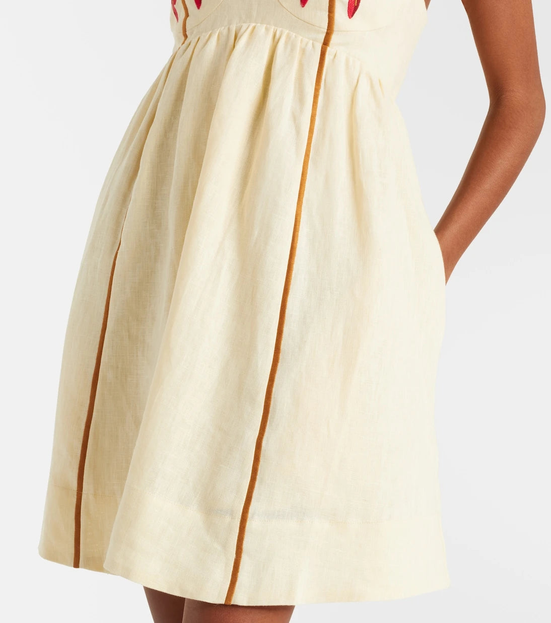 Farm Rio - Coconut Tree embroidered linen minidress