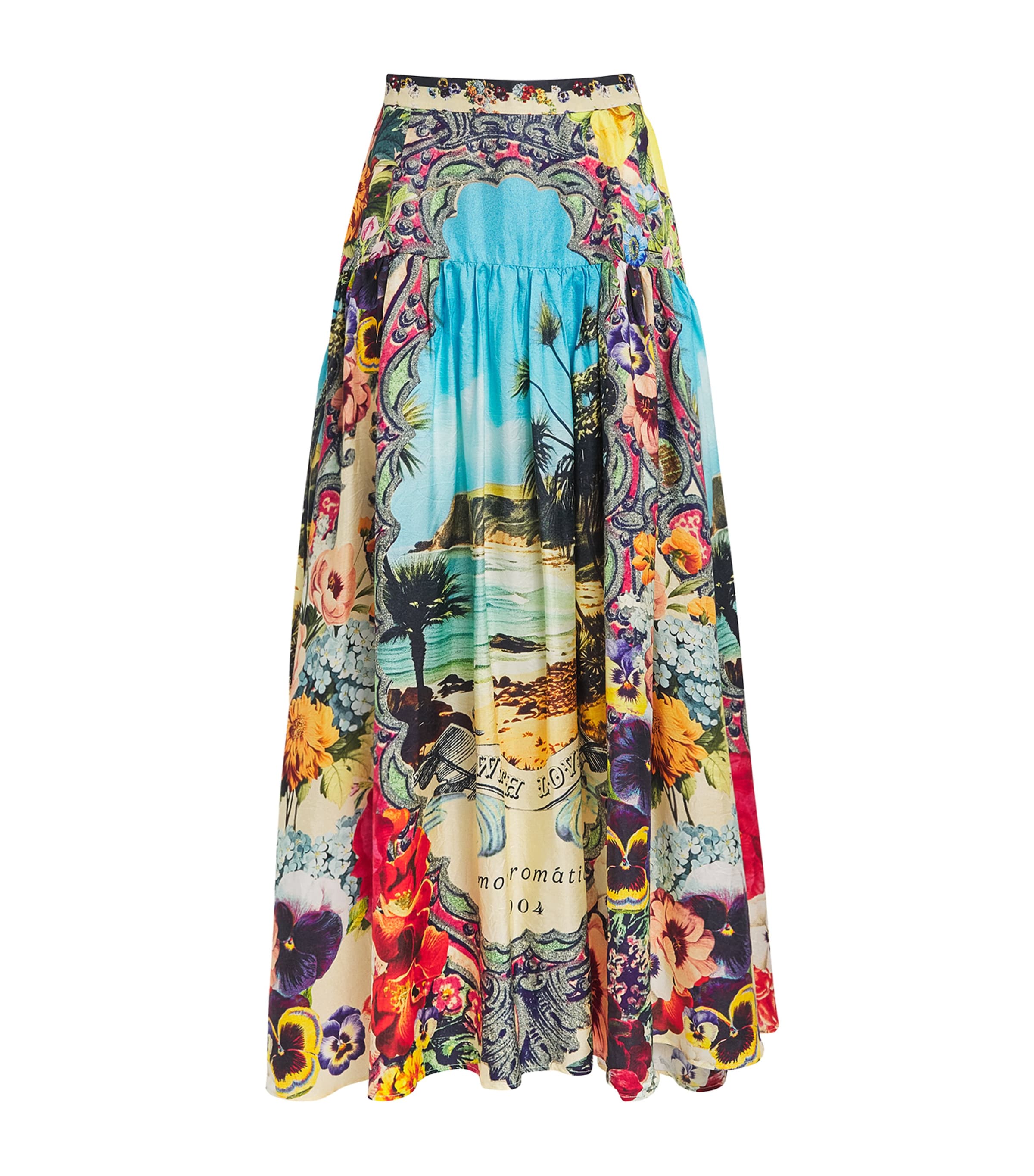 Camilla Multi Silk Bathing Bombshell Maxi Skirt