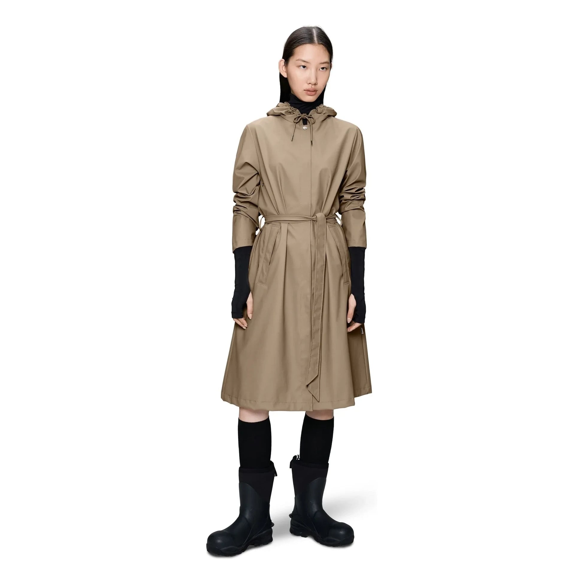 Rains - A-Line W3 Long Jacket | Beige