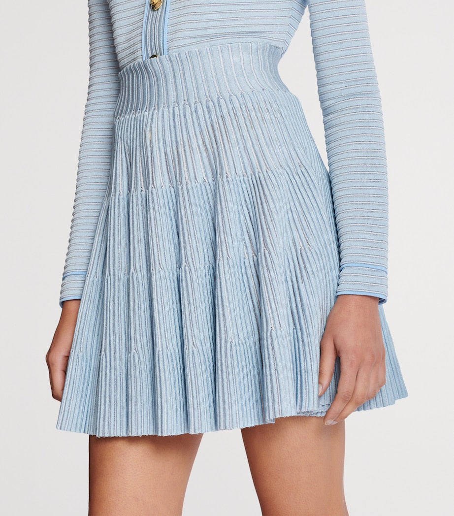Balmain Blue Knit Mini Skirt