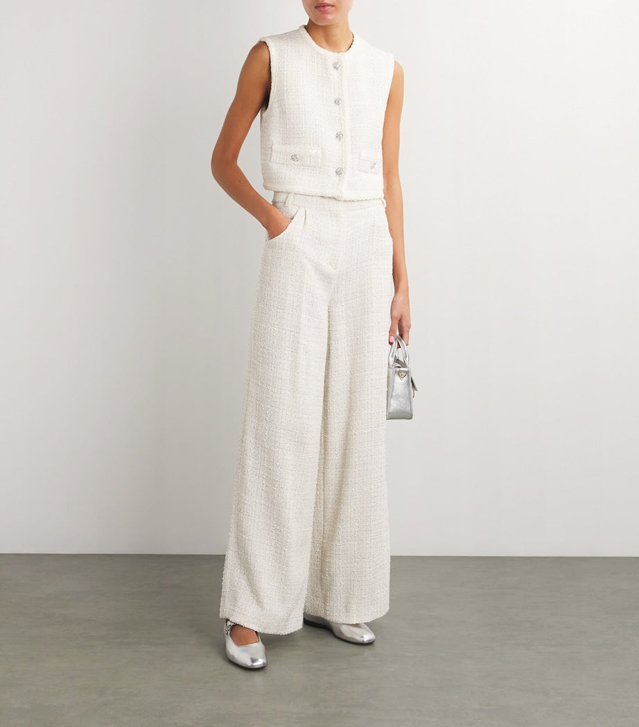 White Tweed Sleeveless Jacket