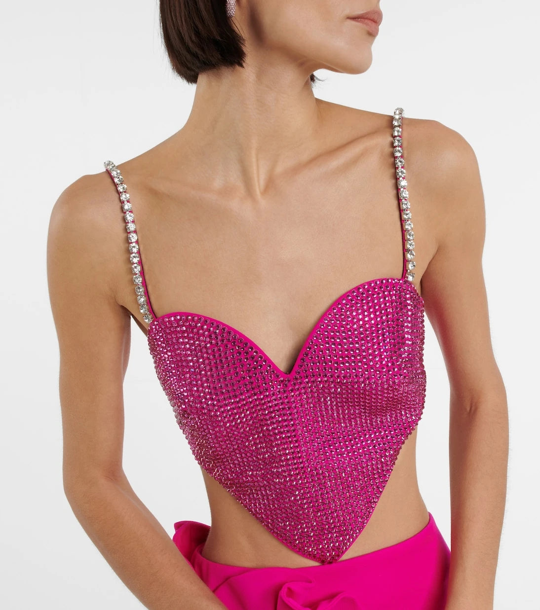 Area - Heart crystal-embellished wool crop top