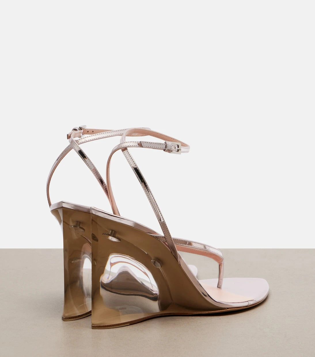 Alaïa - Invisible leather wedge thong sandals