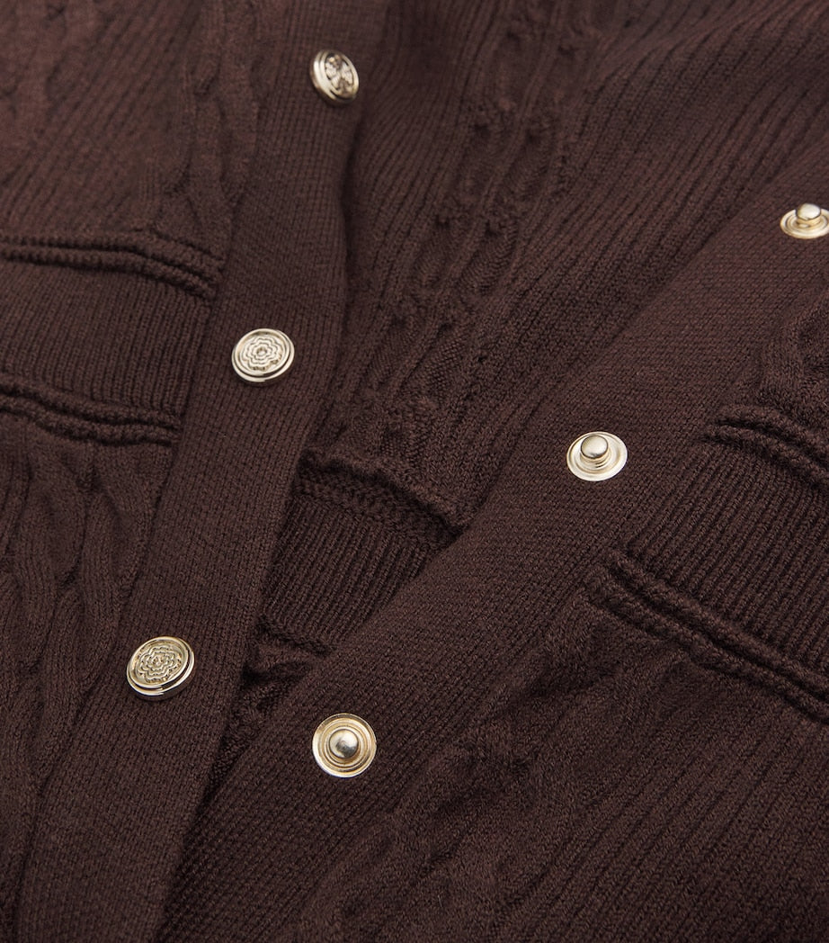 Maje Cable Knit Maxi Dress Brown