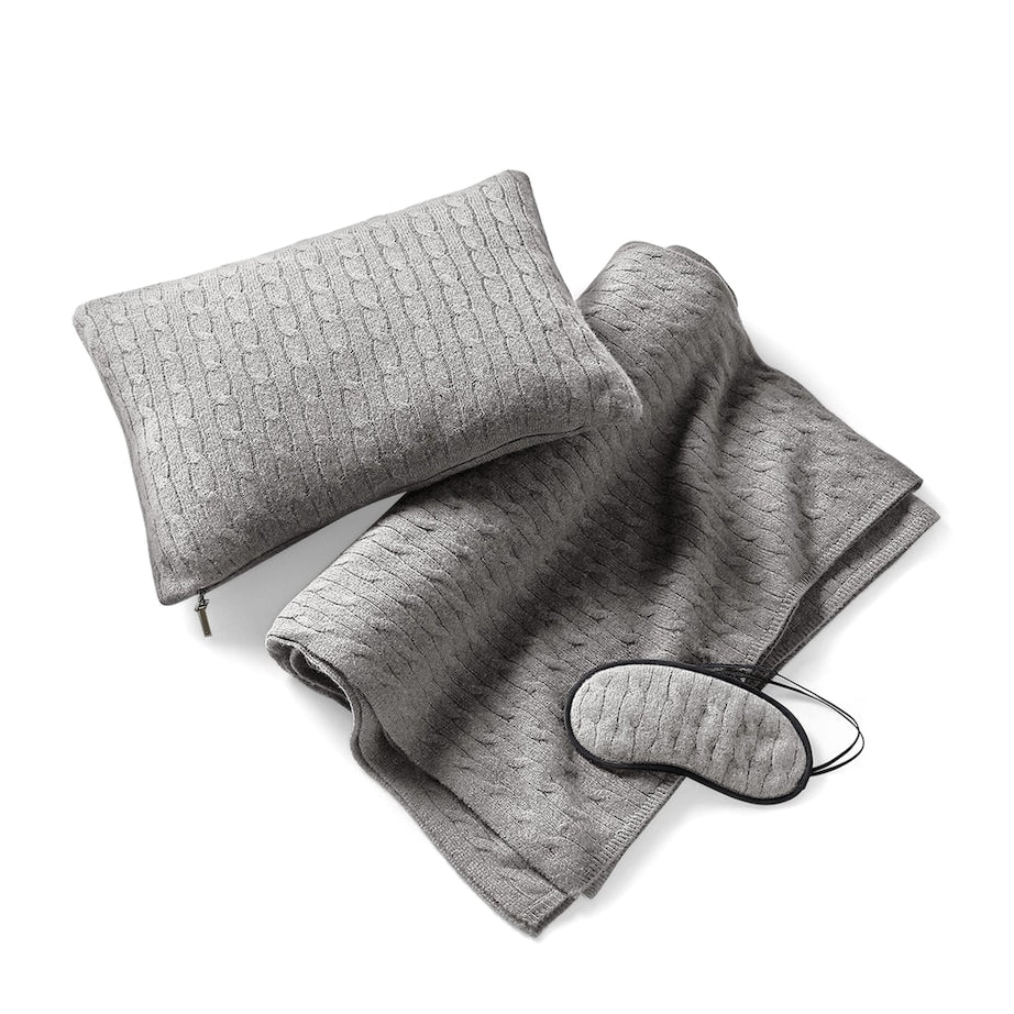 Cashmere Cable-Knit Travel Set