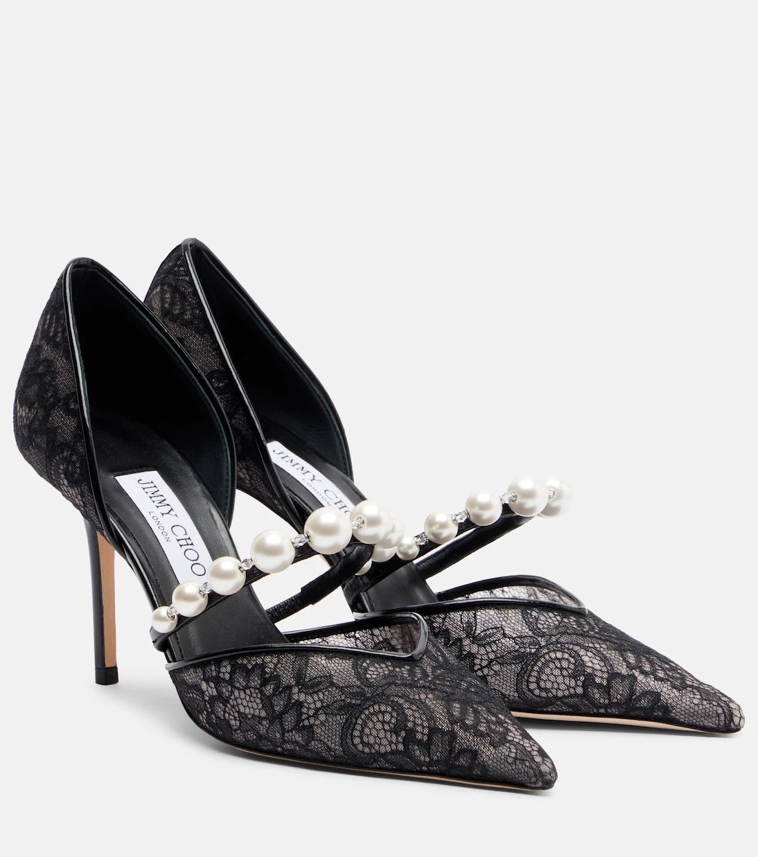 Jimmy Choo - Aurelie 85 lace and leather pumps