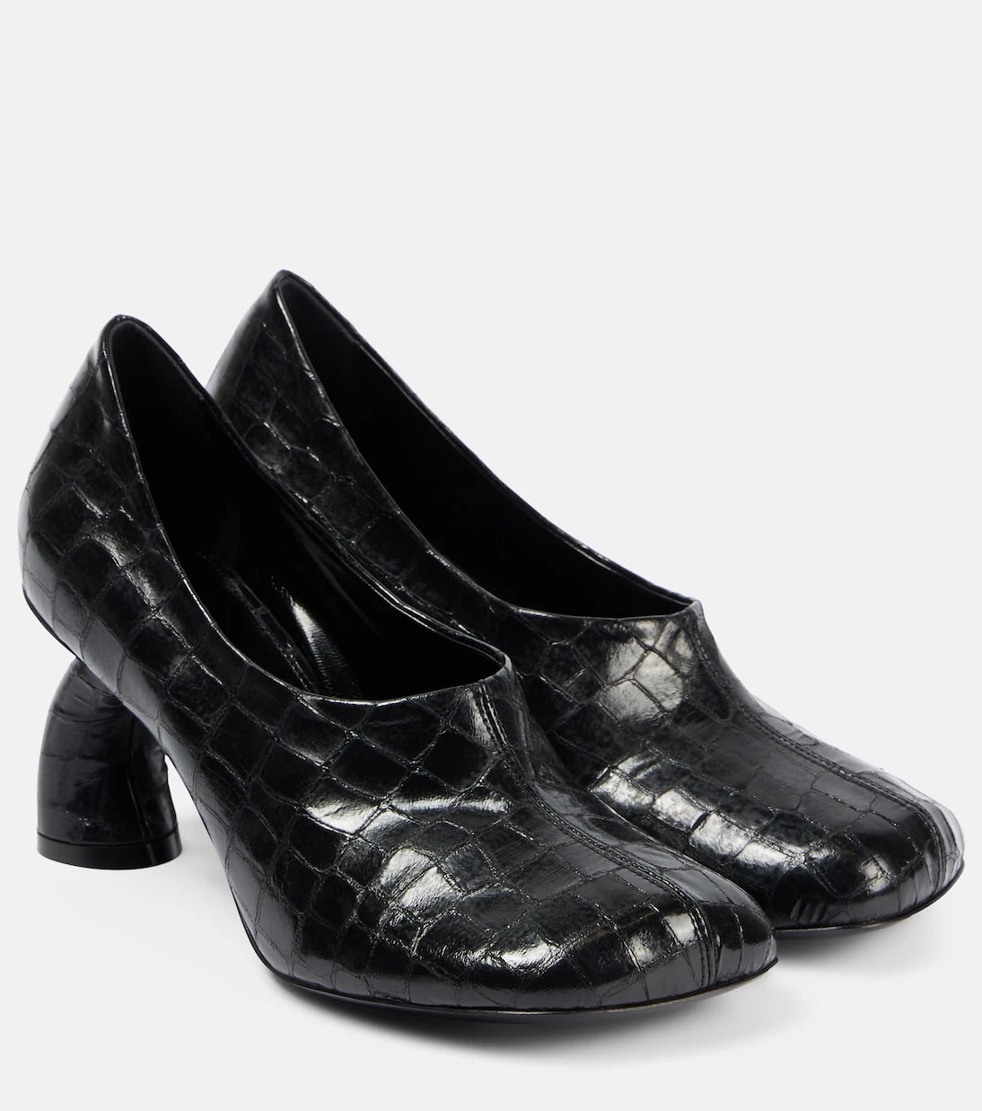 Dries Van Noten - 75 croc-effect metallic leather pumps