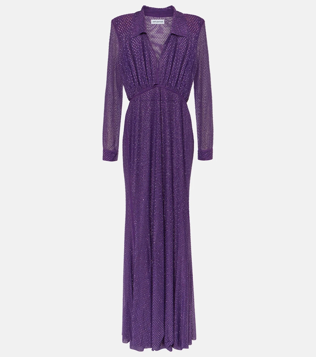 Self-Portrait - Embellished mesh maxi dress