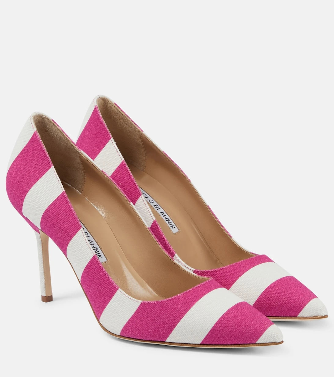 Manolo Blahnik - BB 90 striped canvas pumps