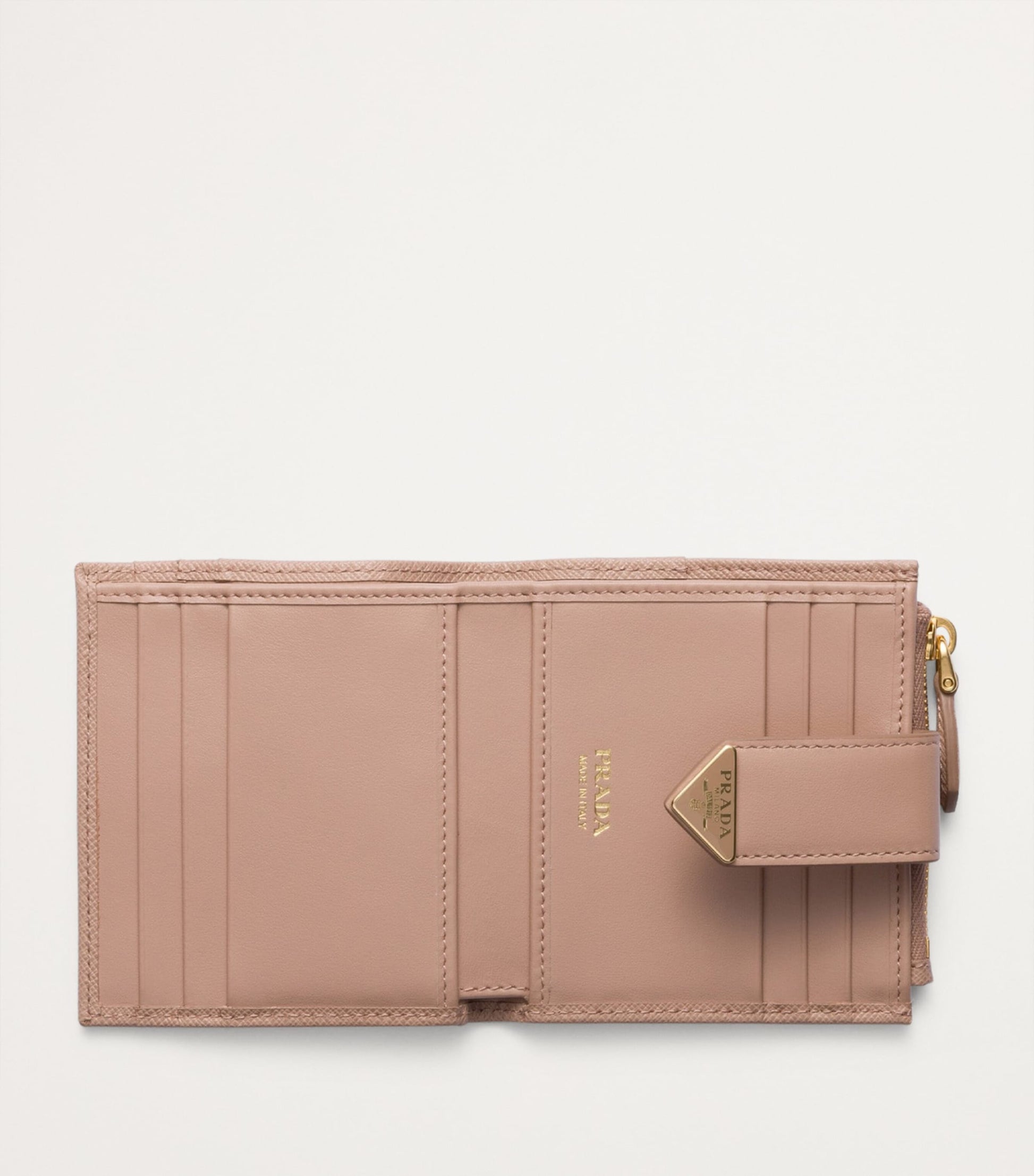 Prada Nude Saffiano Leather Bifold Card Holder