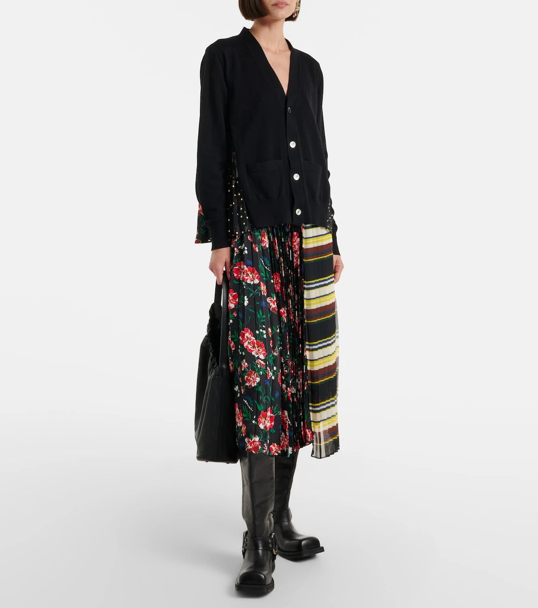 Sacai - تنورة ميدي بليسيه مطبوعة