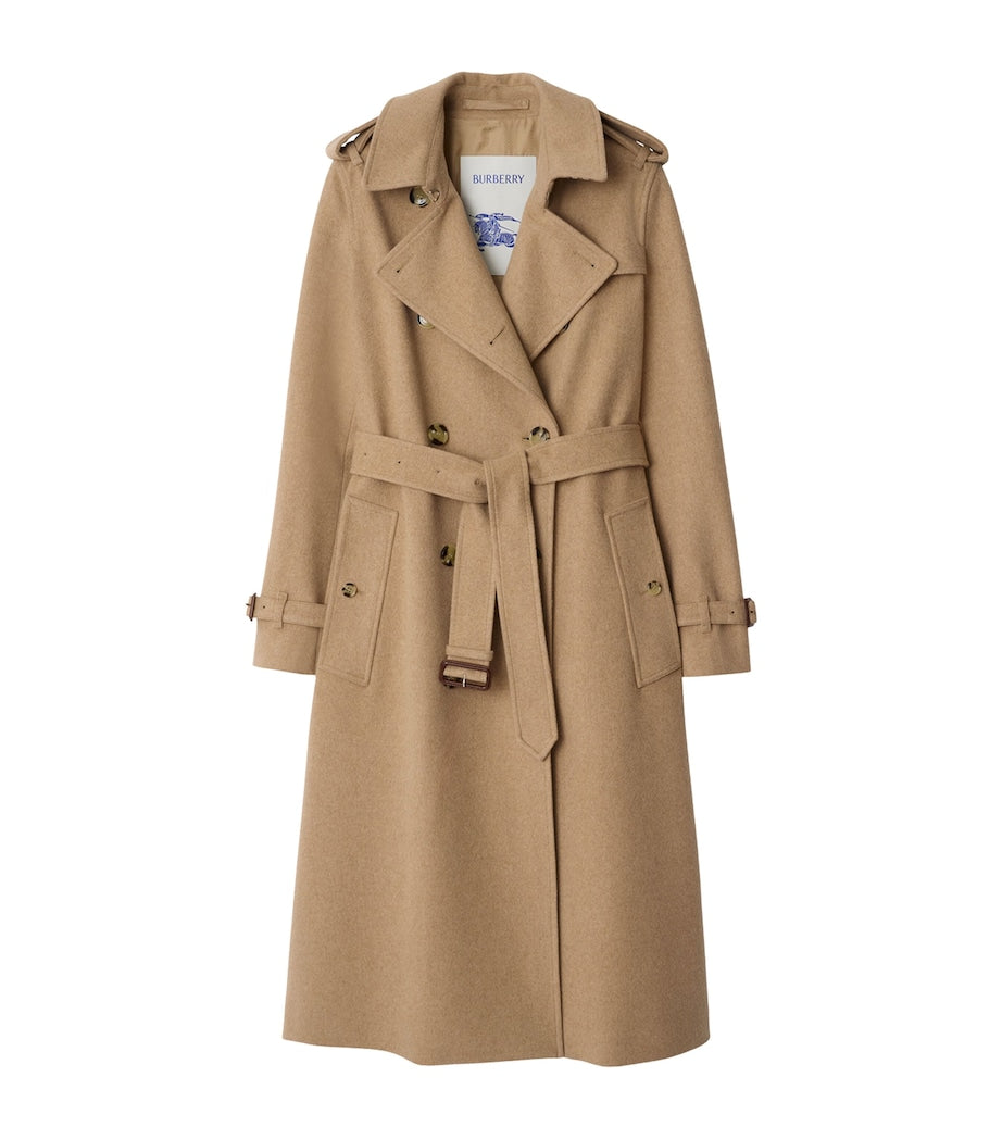 Burberry Beige Cashmere Long Kensington Heritage Trench Coat