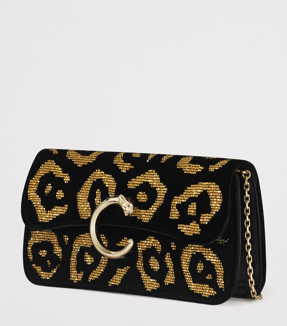 Mini Beaded Panthère de Cartier Shoulder Bag BLACK