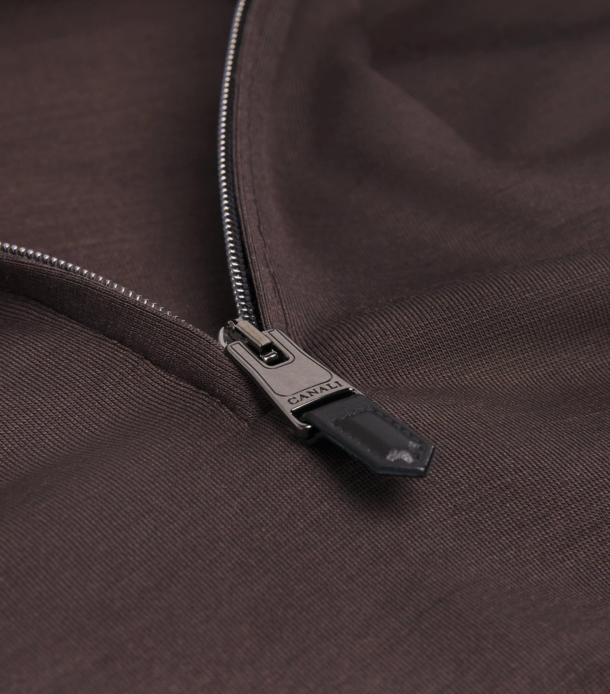 Canali Wool Zip-Up Long-Sleeve Polo Shirt