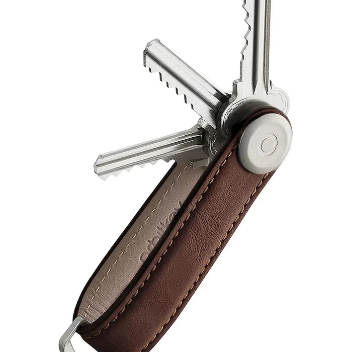 Ключодържател Orbitkey Leather Espresso 8,5 cm