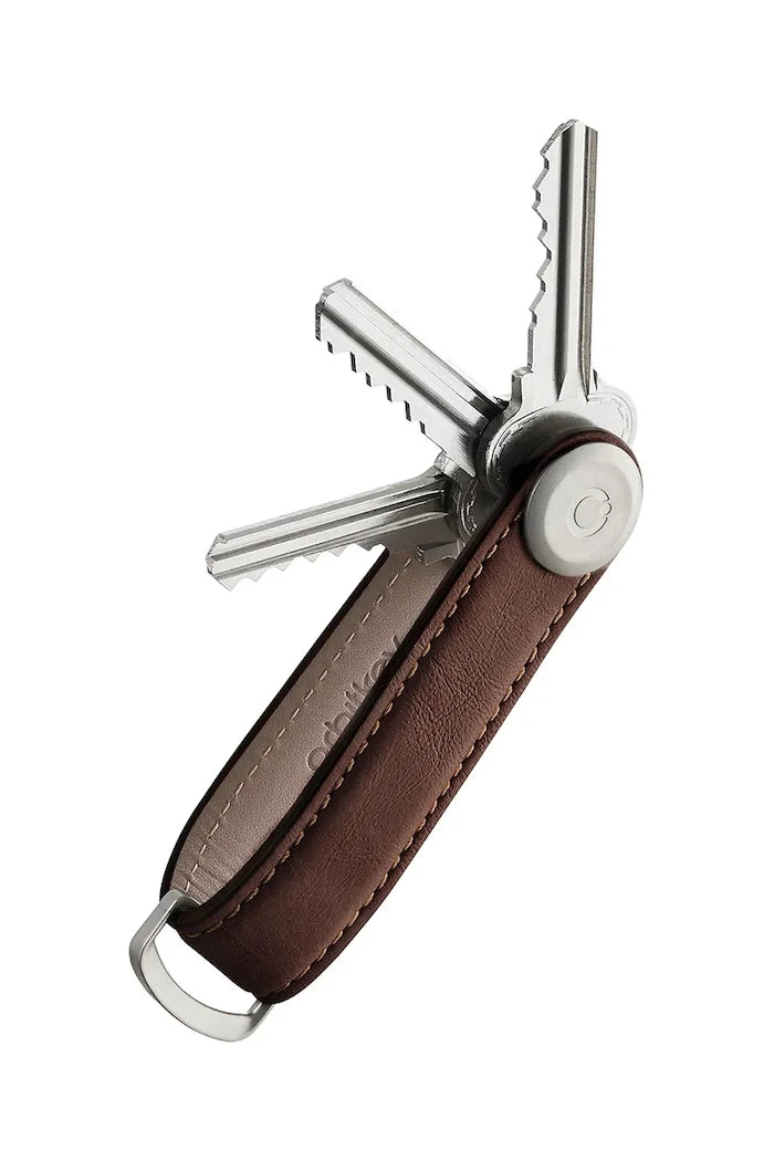 Ключодържател Orbitkey Leather Espresso 8,5 cm