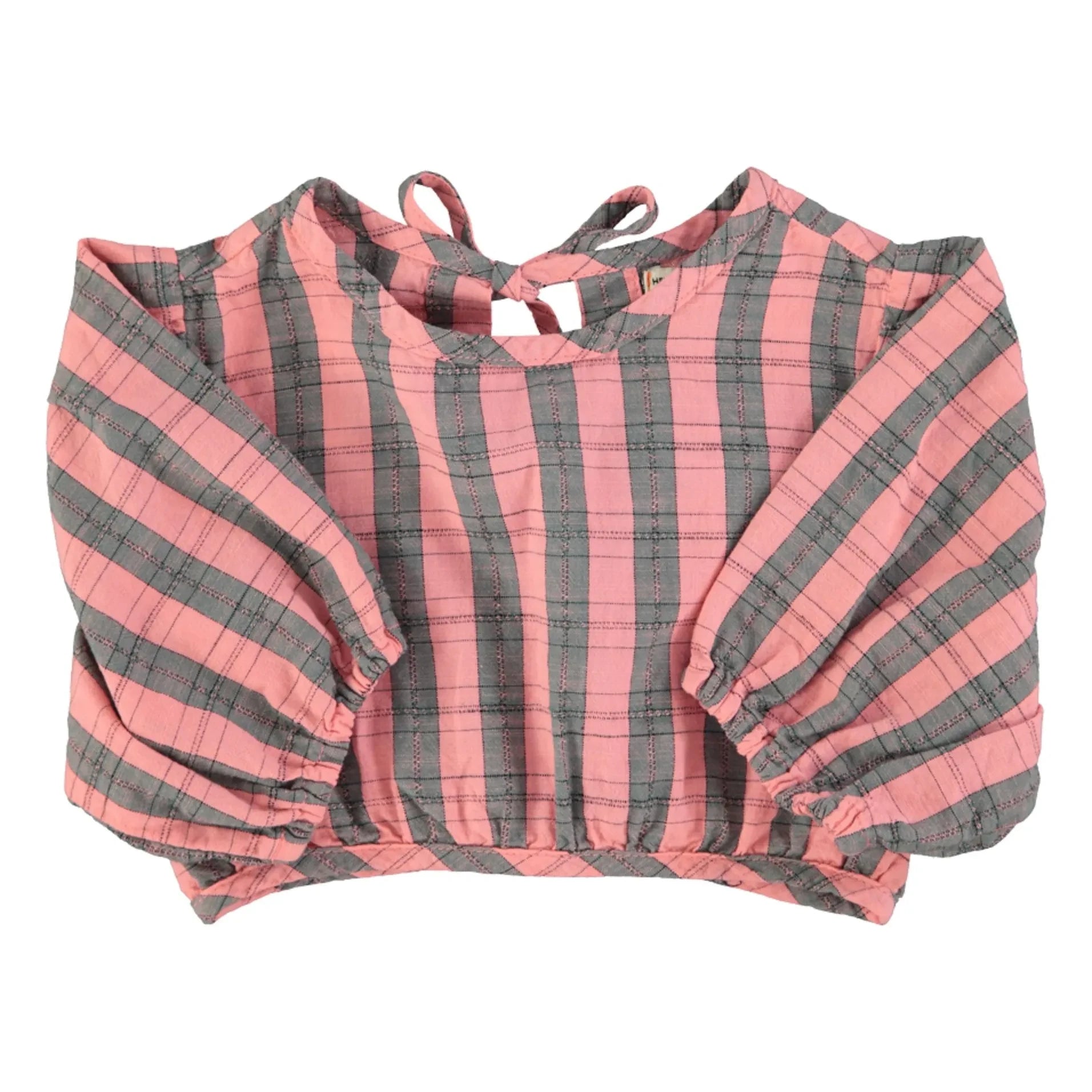 Piupiuchick - Blouse Crop à Carreaux Coton Bio | Pink