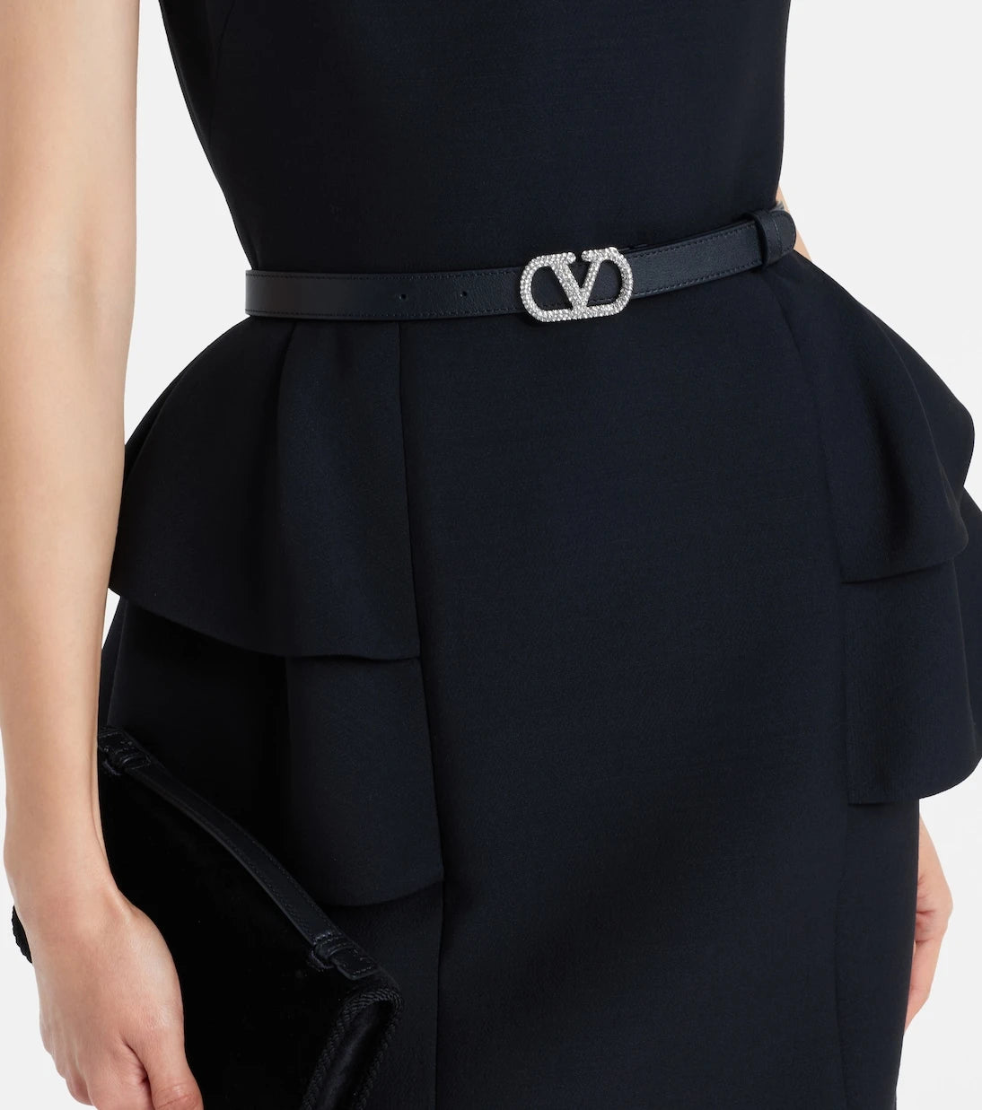 Valentino Garavani - VLogo crystal-embellished leather belt