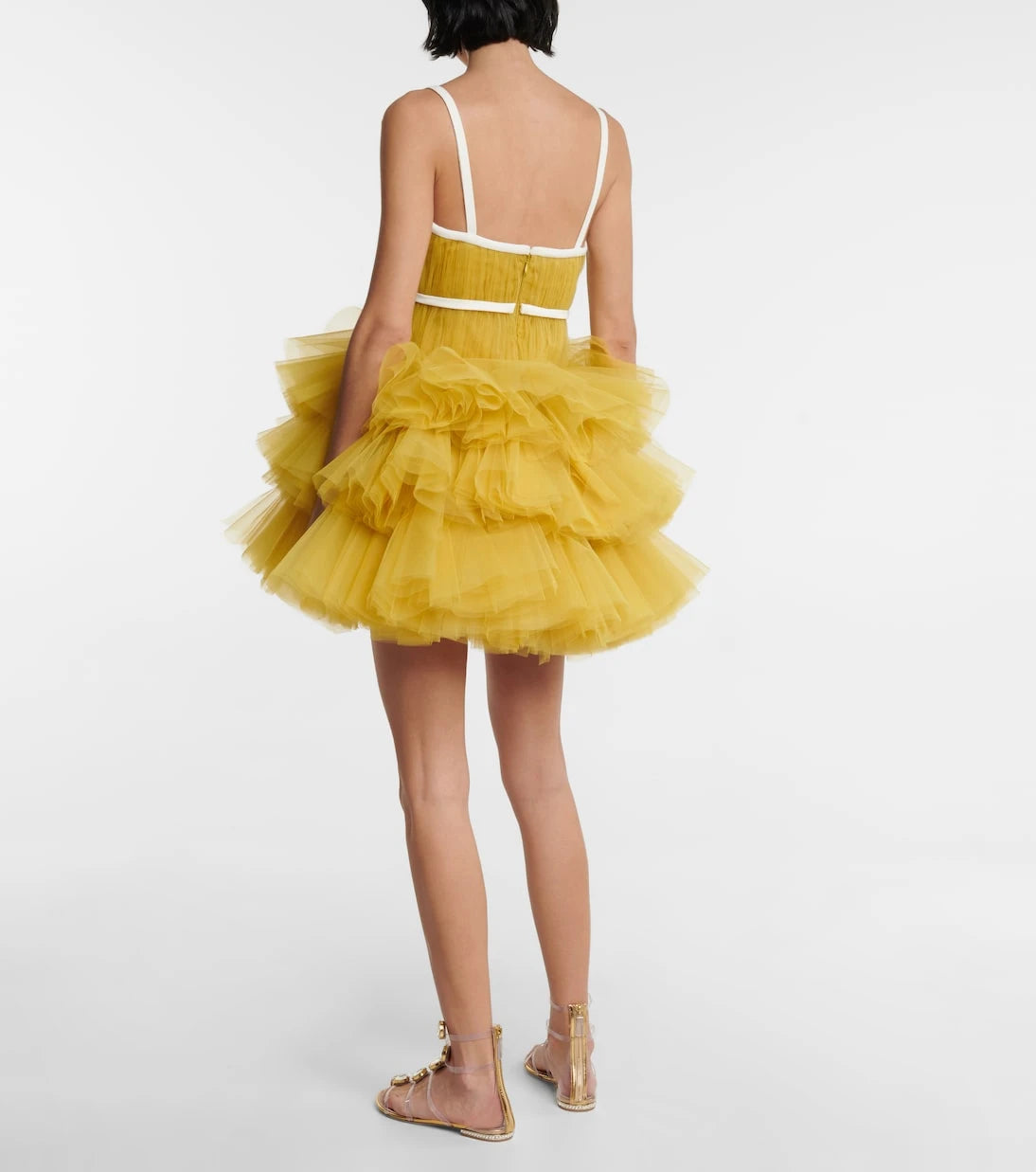 Giambattista Valli - V-neck ruffled tulle minidress