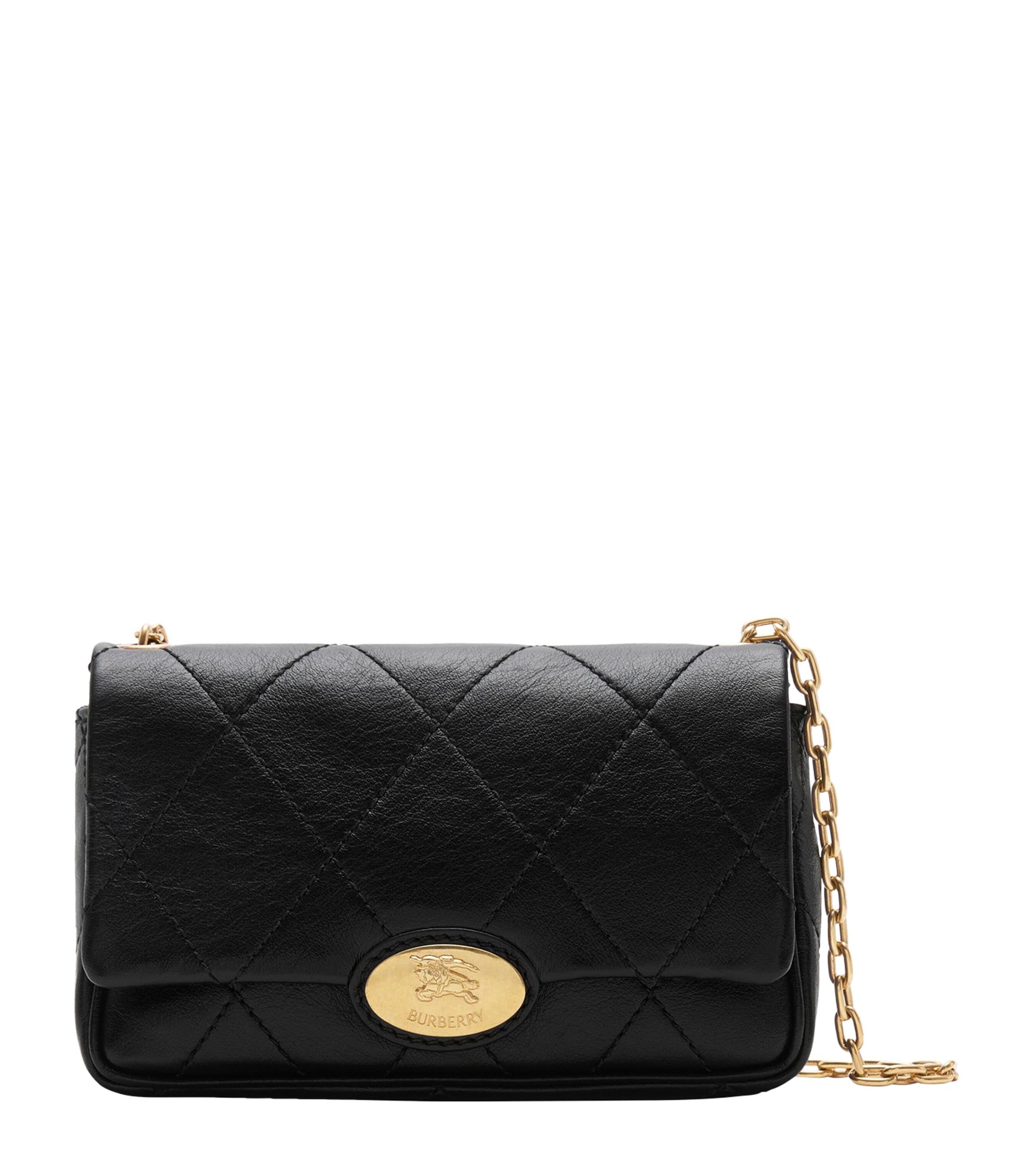 Burberry Black Leather Quilted EKD Clutch Bag