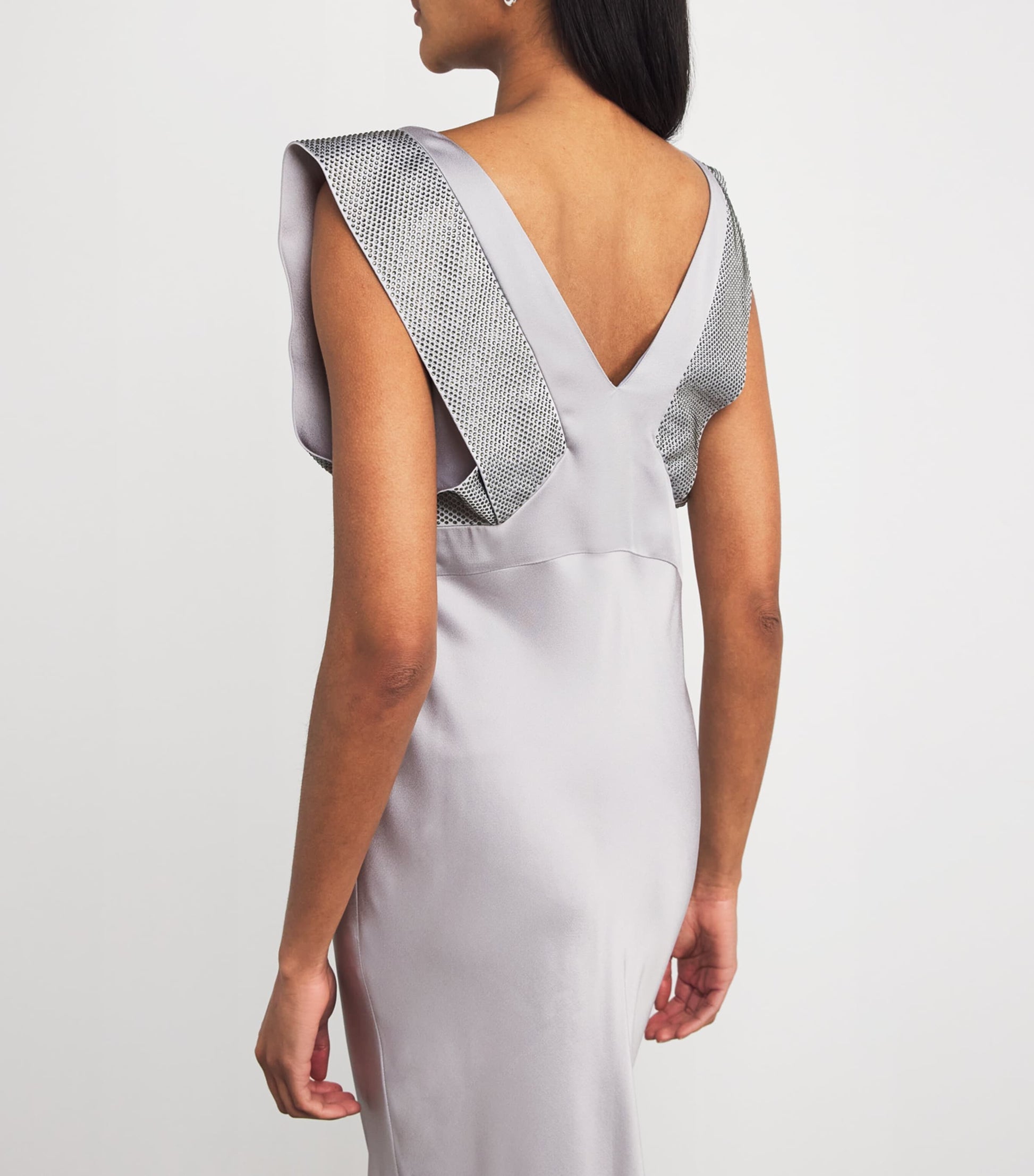 Stella McCartney Blue Satin Crystal-Embellished Gown