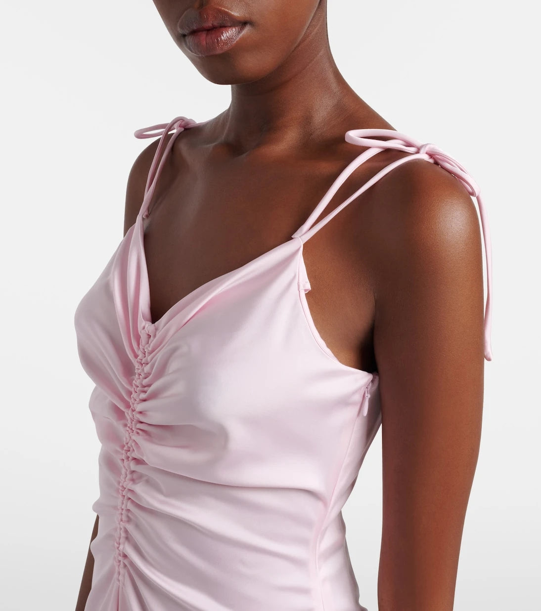 Rotate - Ruched satin maxi dress