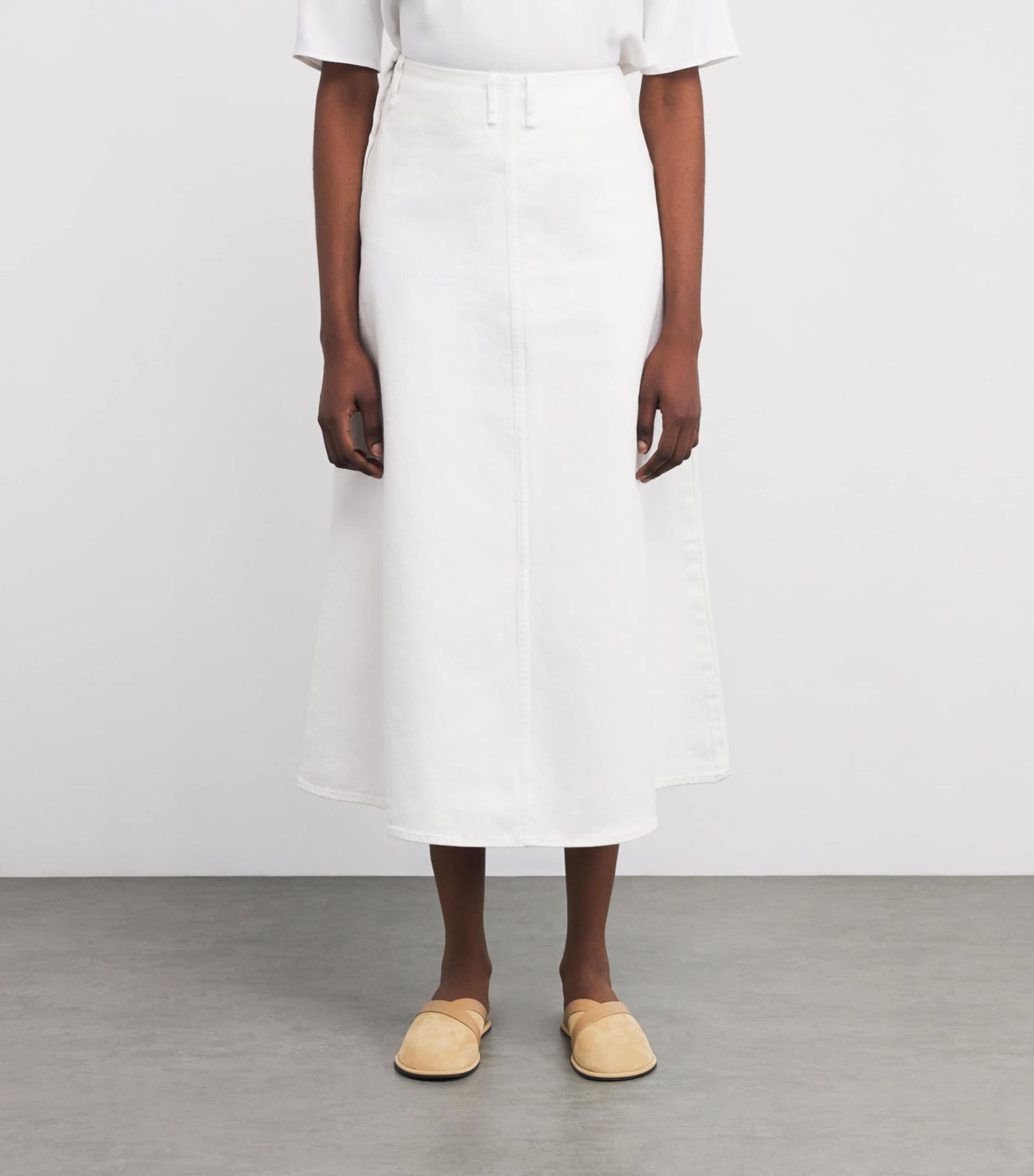 White Cotton Carlas Midi Skirt