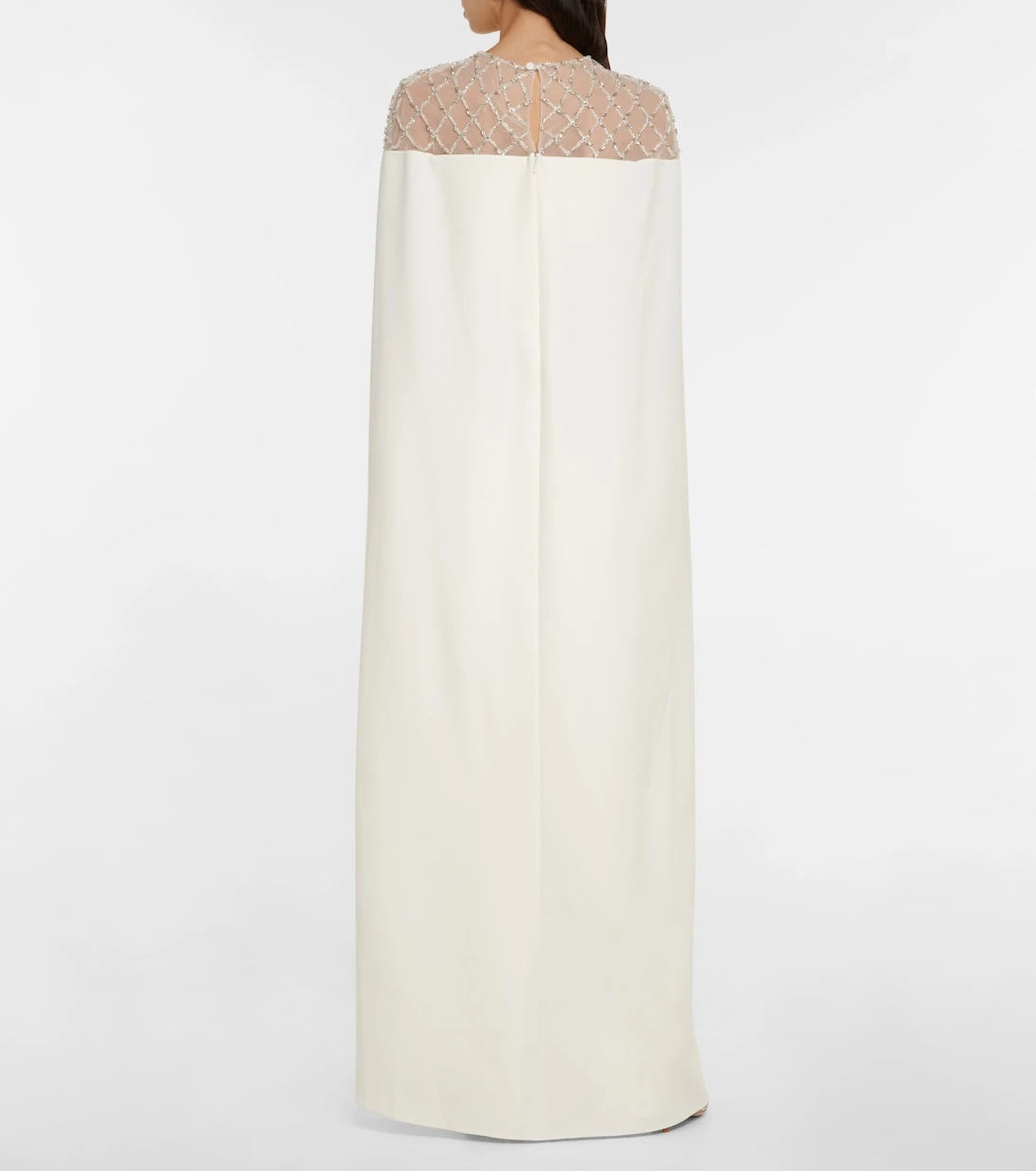 Safiyaa - Bridal embellished crêpe cape gown