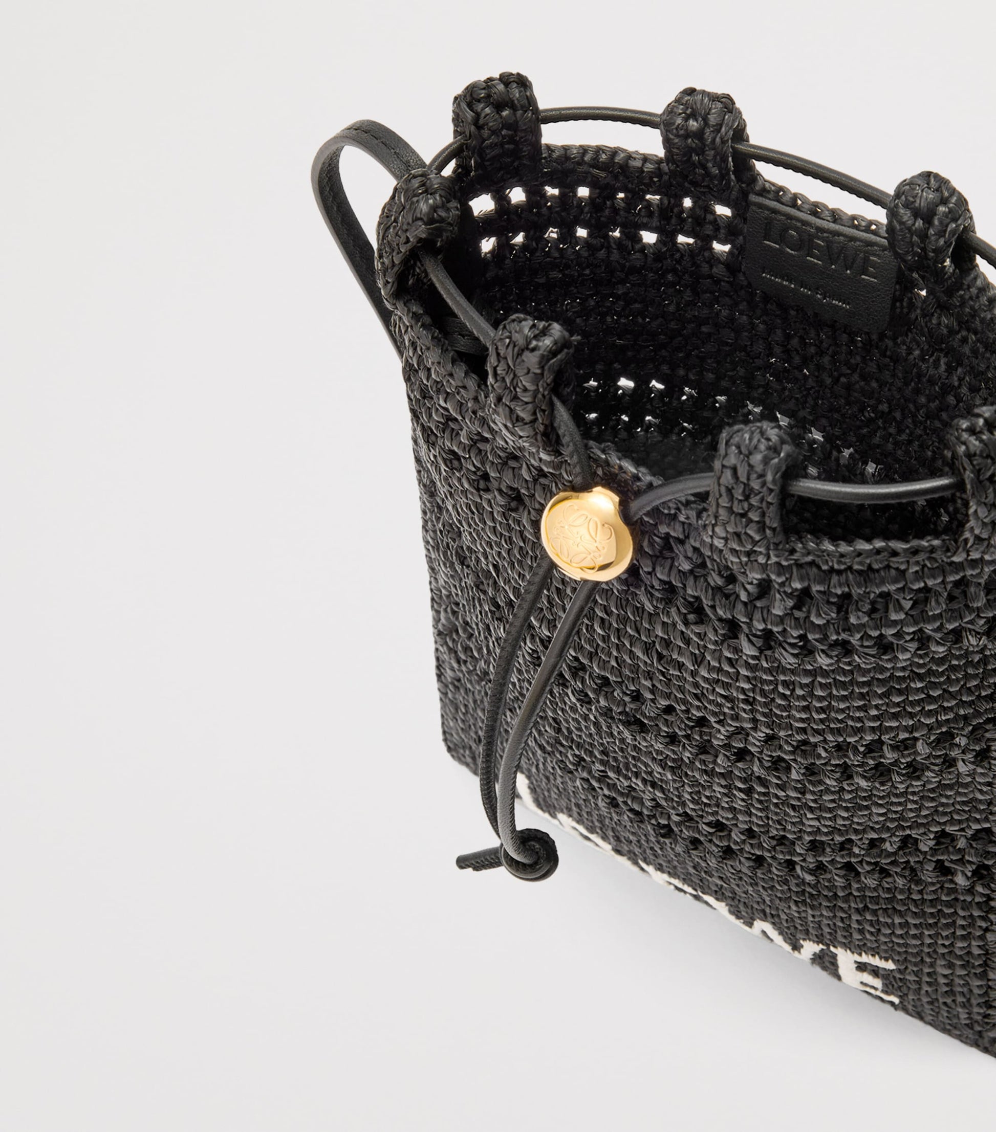 LOEWE Black x Paula's Ibiza Raffia Drawstring Pocket Bag