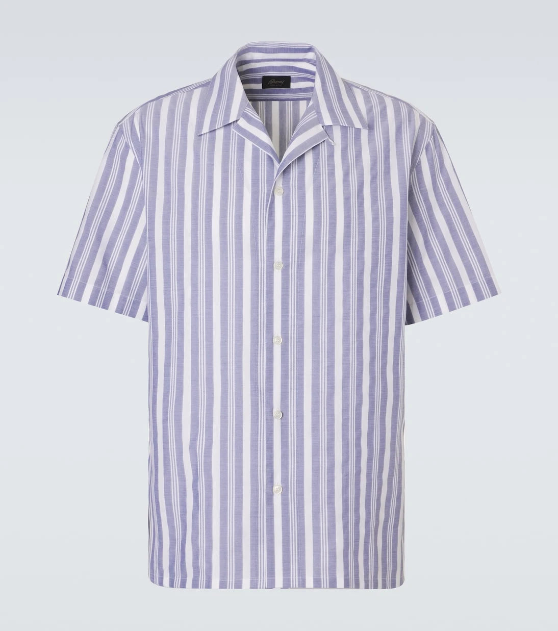 Brioni - Striped cotton poplin bowling shirt