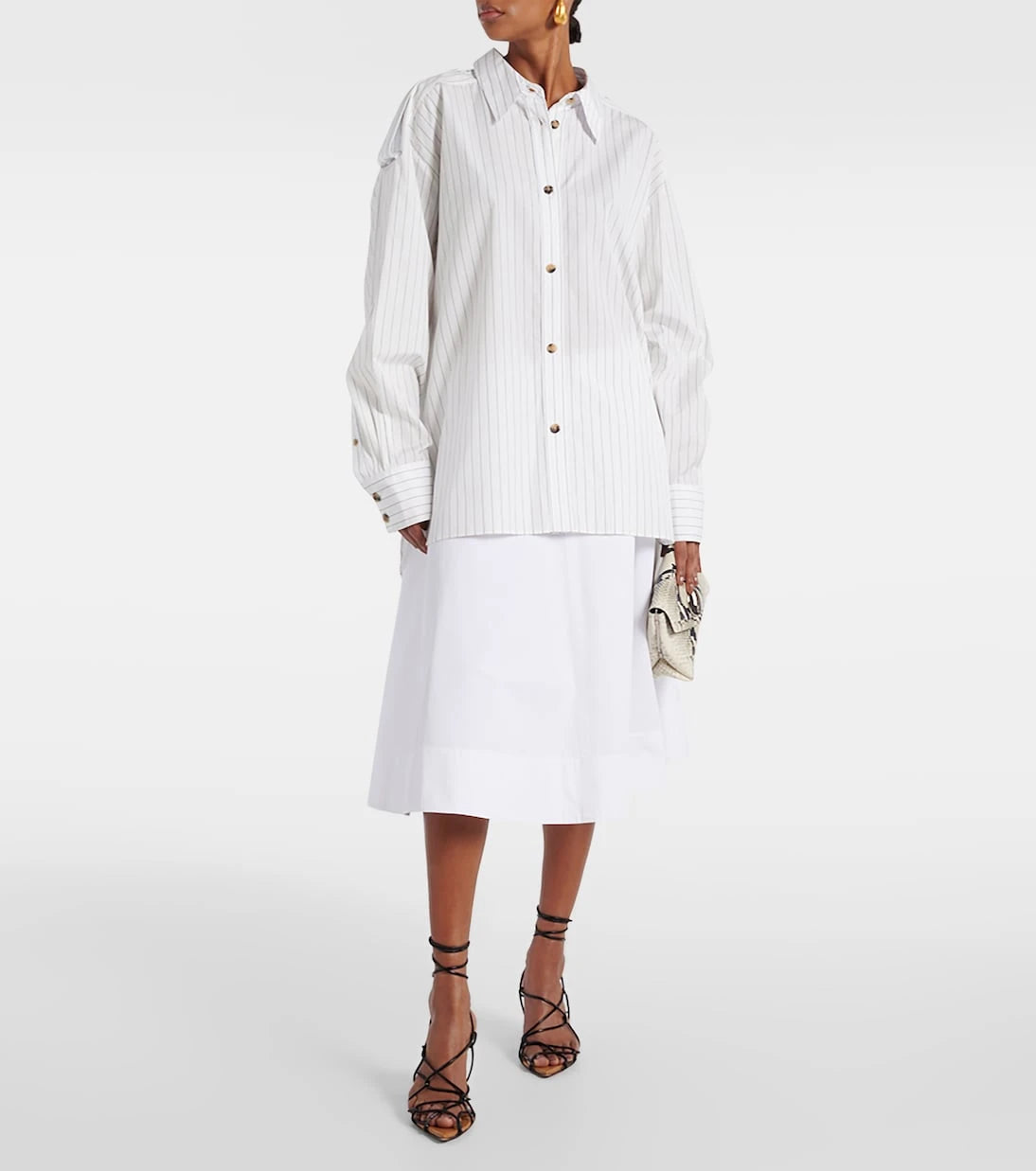 Khaite - Tamal pinstriped oversized cotton shirt