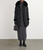 Yves Salomon Black Fur-Trim Down Coat with Mittens