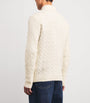 Polo Ralph Lauren White Wool-Cashmere Cable-Knit Quarter-Zip Sweater
